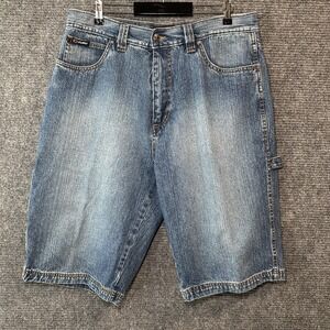 Vintage Y2K Fubu Collection Denim Shorts Mens‎ Size 36 Blue Bermuda Baggy